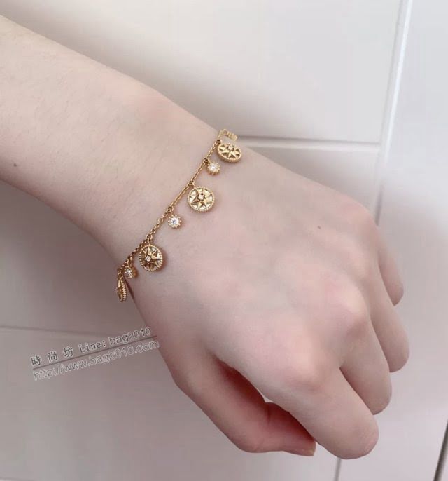 Dior飾品 迪奧經典熱銷款925雜色羅盤手鏈 雙面迪奧Dior八芒星手鏈  zgd1487